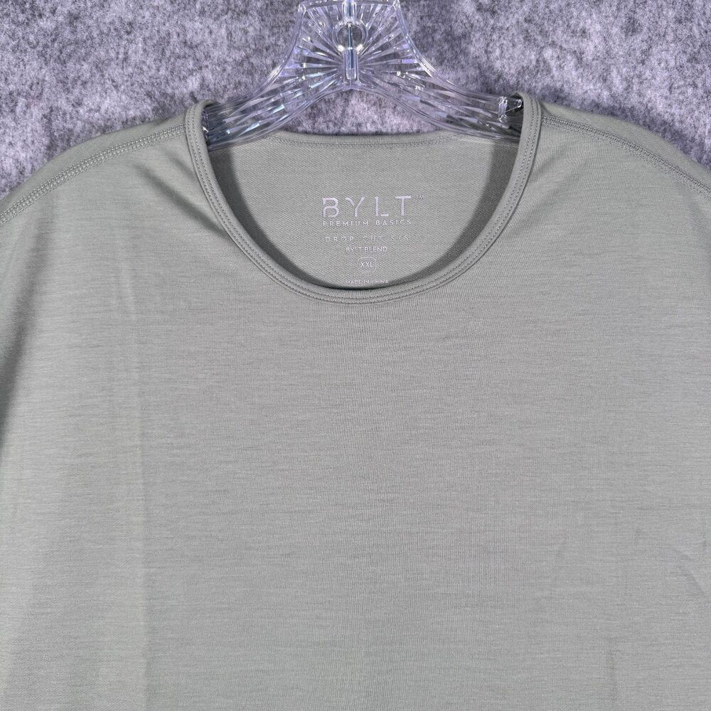 BYLT T Shirt Mens 2XL Green Drop Cut Bylt Blend Short Sleeve Gym Crossfit NWT